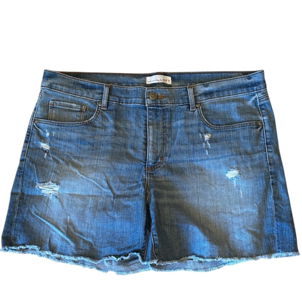 Ann Taylor LOFT Raw Edge Frayed Distressed Jean Shorts New Size 12